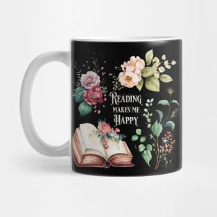 Reading makes me happy floral motif Mug